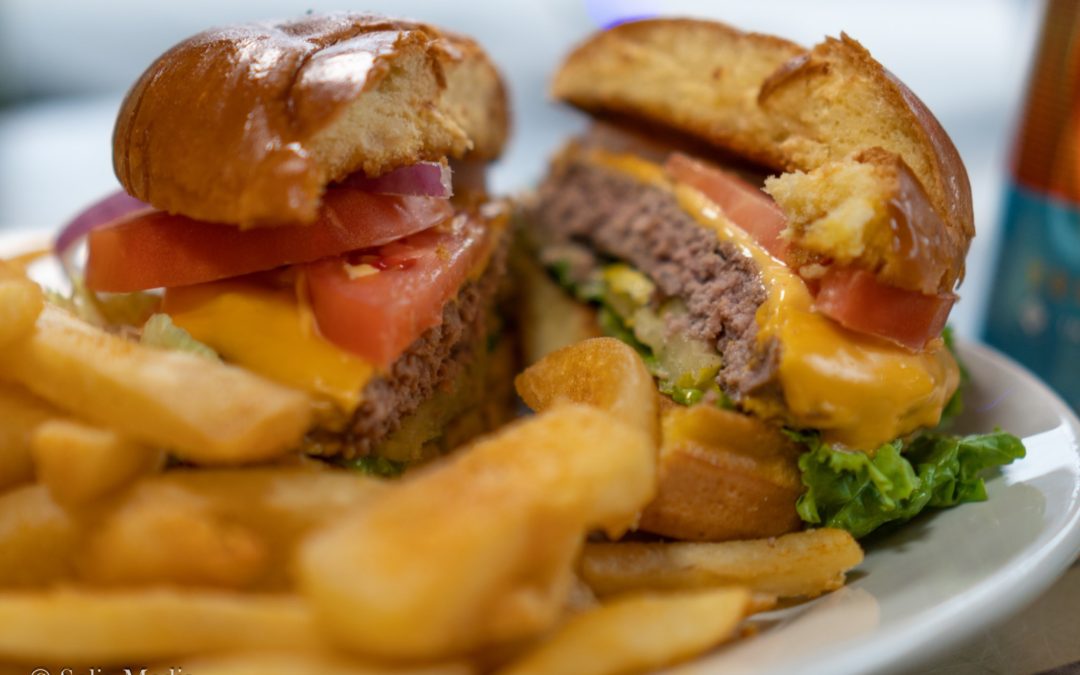 Cheeseburger with Onions, Tomato, Fries and Lettuce, Celtic Burger - Olde Town Conyers Best Lunch