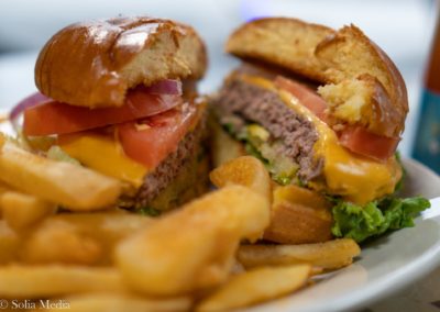 Cheeseburger with Onions, Tomato, Fries and Lettuce, Celtic Burger - Olde Town Conyers Best Lunch