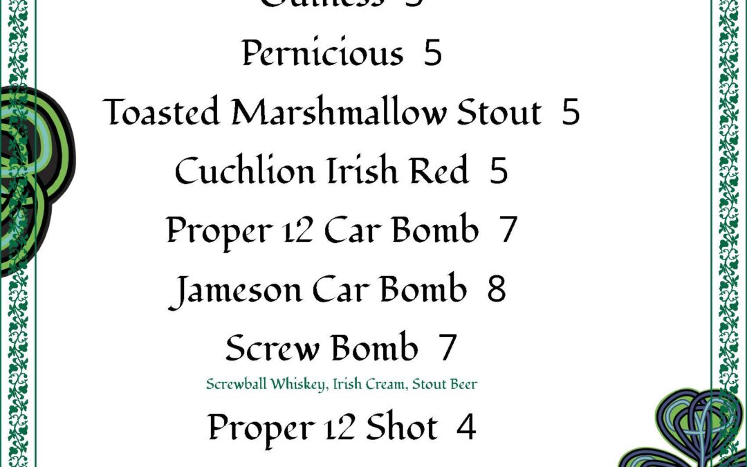 Celtic Tavern Drink Specials St. Patrick's Day 2021